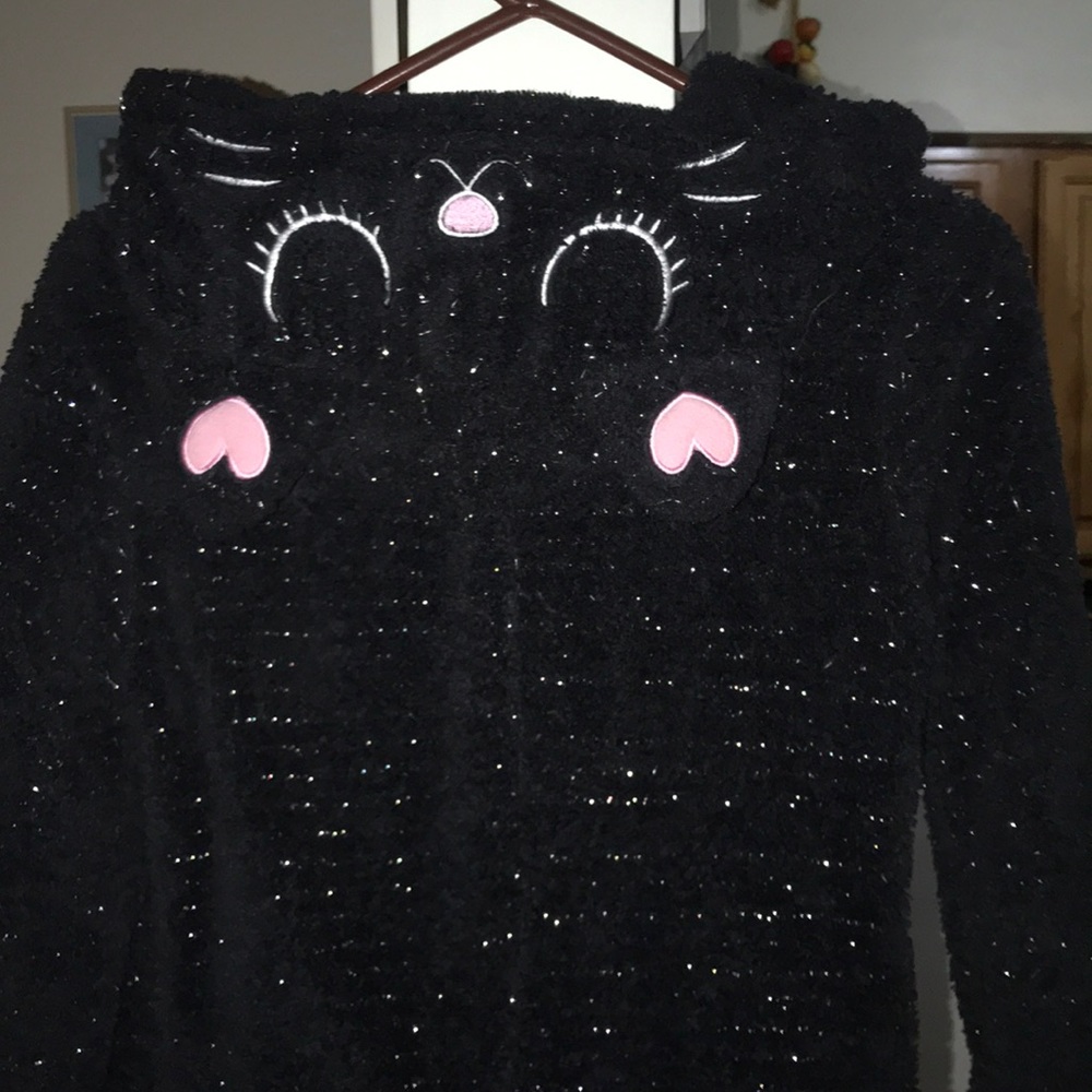 XS Mandee Sparkly Black Cat Onesie / Pajamas
